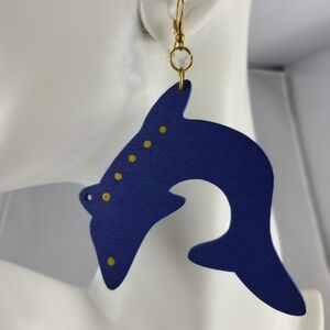 African Handmade Balsa Wood Dangle Hook  Earrings